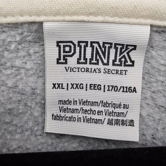 💥Pink Victoria's Secret Pullover Gray Drop Shoulder Oversized Hooded Sweatshirt - Picture 2 of 7